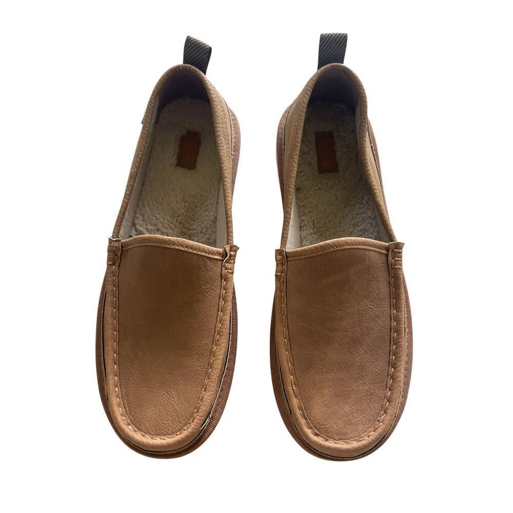Bass Brown Faux Leather Slip On Shoes Loafers Slippers Men’s Size 10.5 Comfort